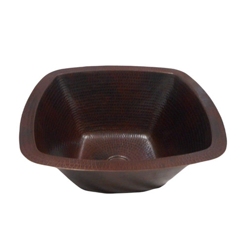 SimplyCopper 15" Square Copper Bathroom Sink Hand Hammered in Aged